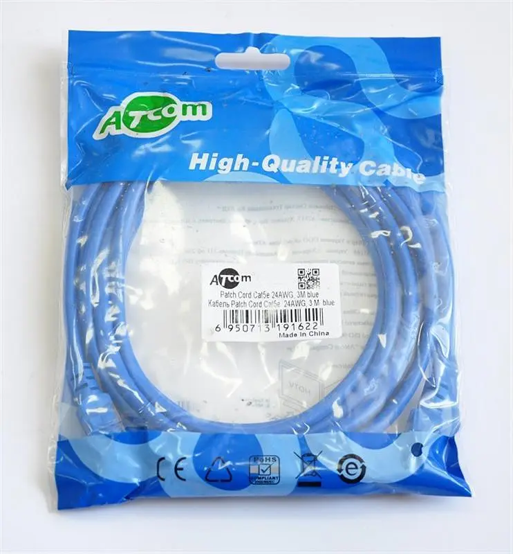 Патч-корд літій, UTP, RJ45, Cat.5e, 3m, синій - фото 2