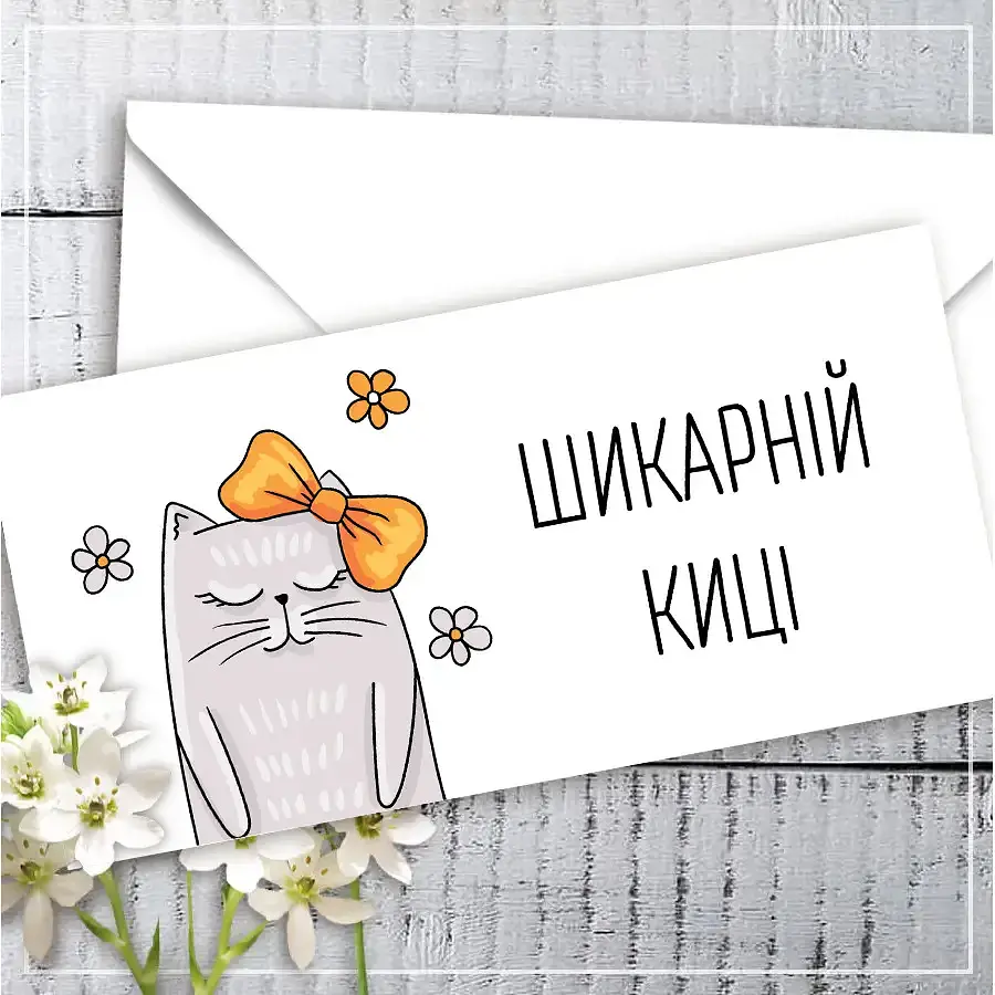Конверт для грошей "Шикарній киці" Код:КД-060