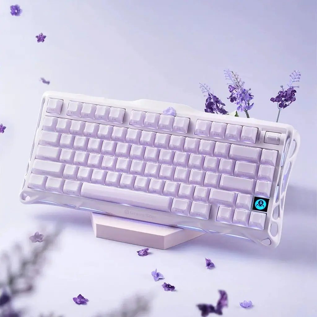 Клавіатура GravaStar Mercury K1 80keys Kailh Cheery Pink EN/UKR BT/WL/USB Lavender Purple (GSK1_PL) - фото 3