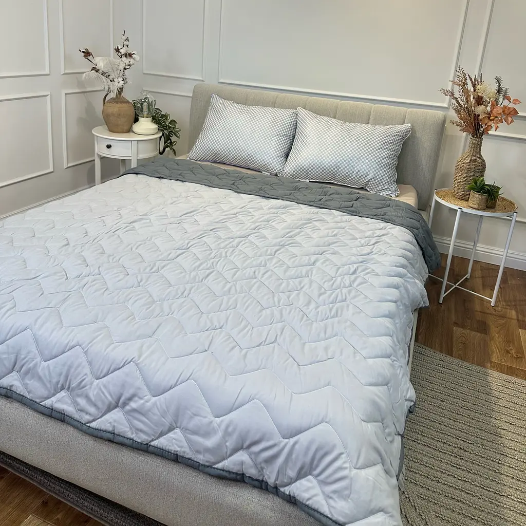 Одеяло полуторное двустороннее летнее из холофайбера Leri Max 21538 150х210 см графитовое