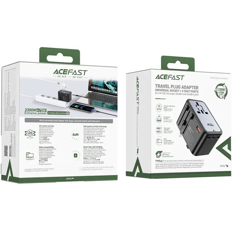Зарядное устройство Acefast 5xUSB 75W (3xUSB-C + 2xUSB-A) Gan Z1 Fast Charger (6974316282495) - фото 3
