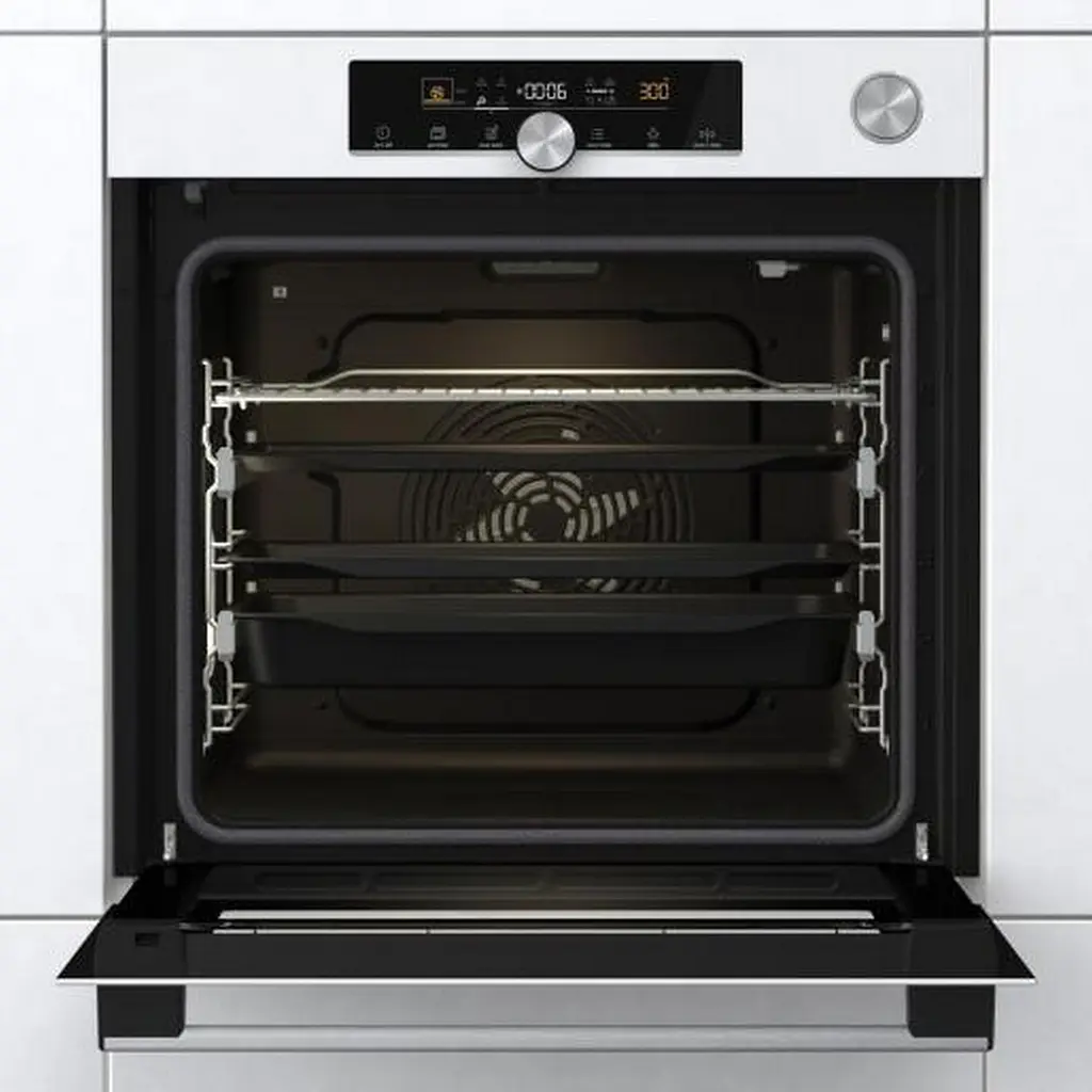 Gorenje Духова шафа електрична, 77л, A+, пара, дисплей, готування на різних рівнях, піроліз, білий - фото 2
