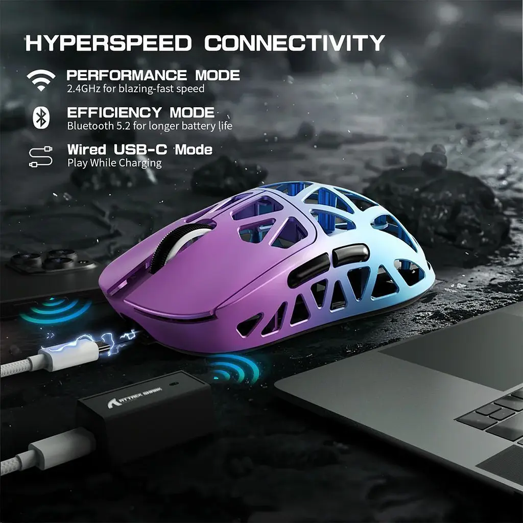 Мышь Attack Shark R2 Magnesium Alloy 8K Purple/Blue (AS-6972792470375-PB) [159850] - фото 7