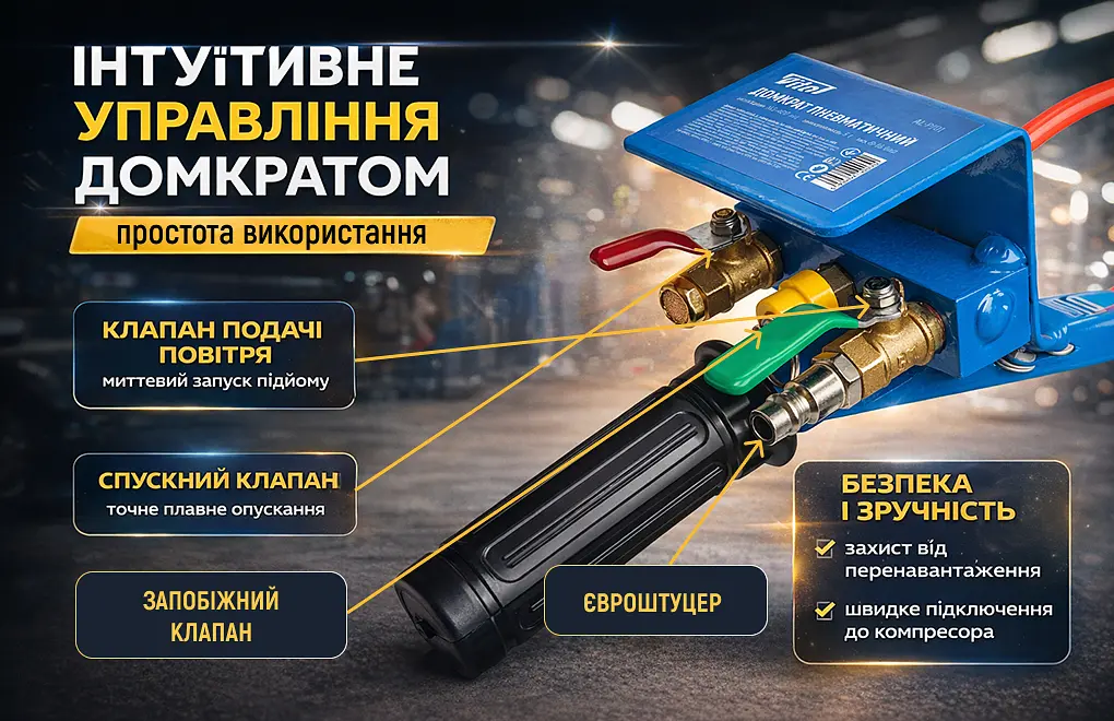 Домкрат пневматичний Vitol 3.5т 145-400 мм вузька платформа 16 кг (AL-PJ01) - фото 9