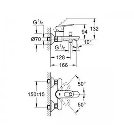 Смеситель для ванны Grohe Bau Loop 23603000 Хром - фото 2