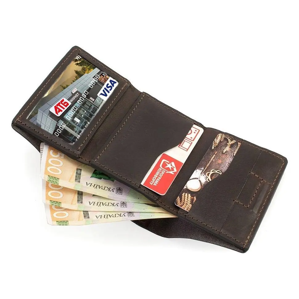 Кожаный женский кошелек Grande Pelle 8х10х2 см acs0029356 - фото 2