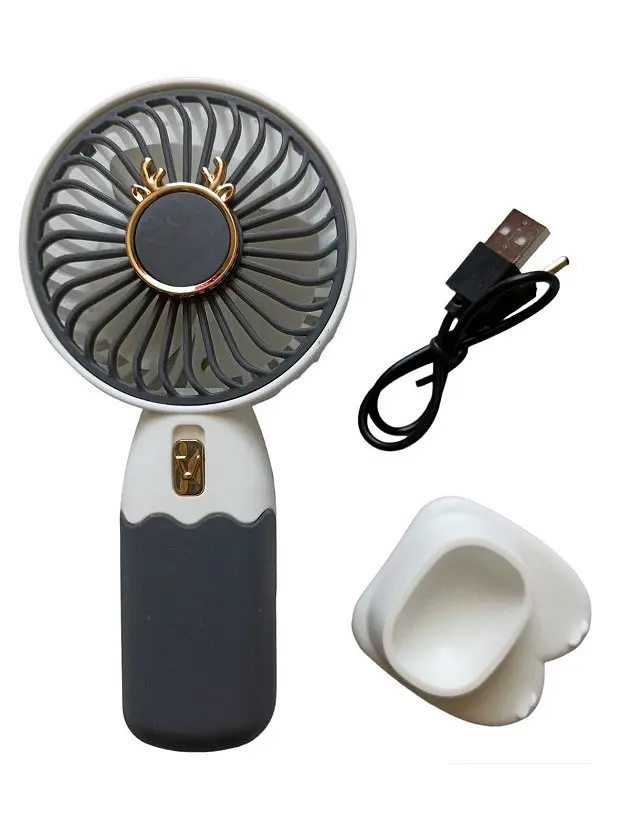Вентилятор ручний акумуляторний Mini Fan ZB088C USB Сіро-білий - фото 3