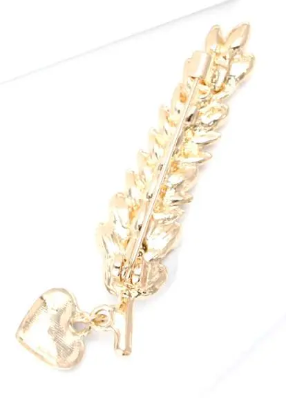 Брошь-булавка колосок пшеницы с сердцем Желто-Голубая - фото 2