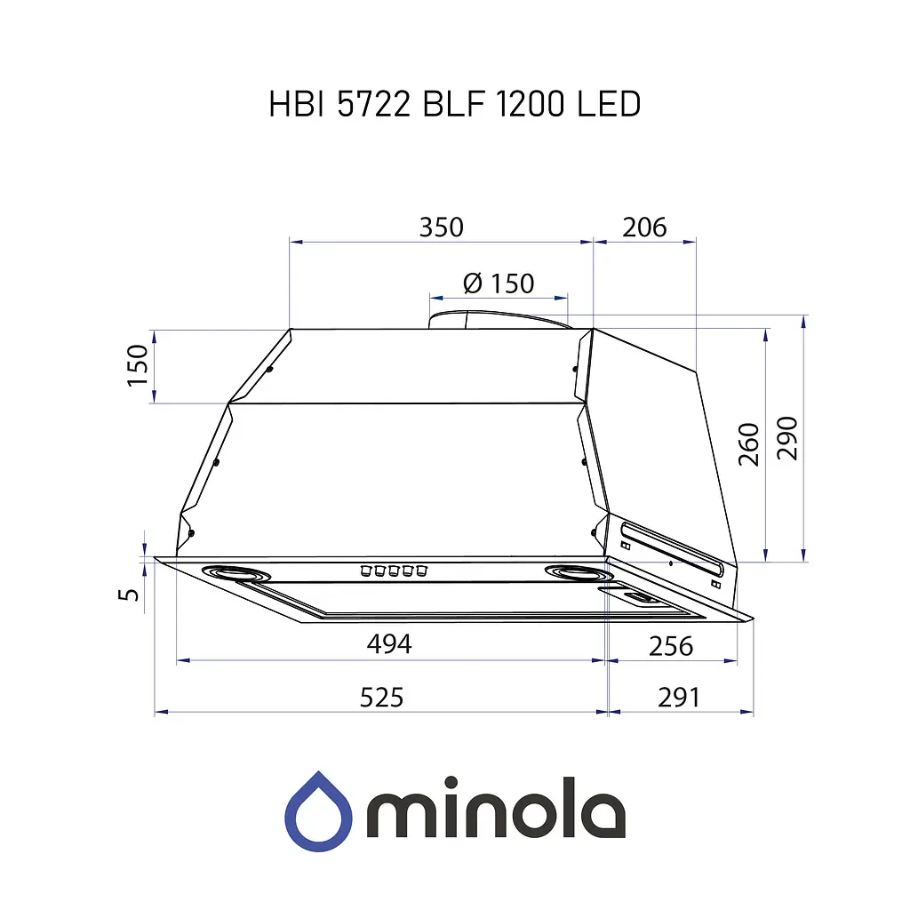 Витяжка повновбудована Minola HBI 5722 BLF 1200 LED - фото 10