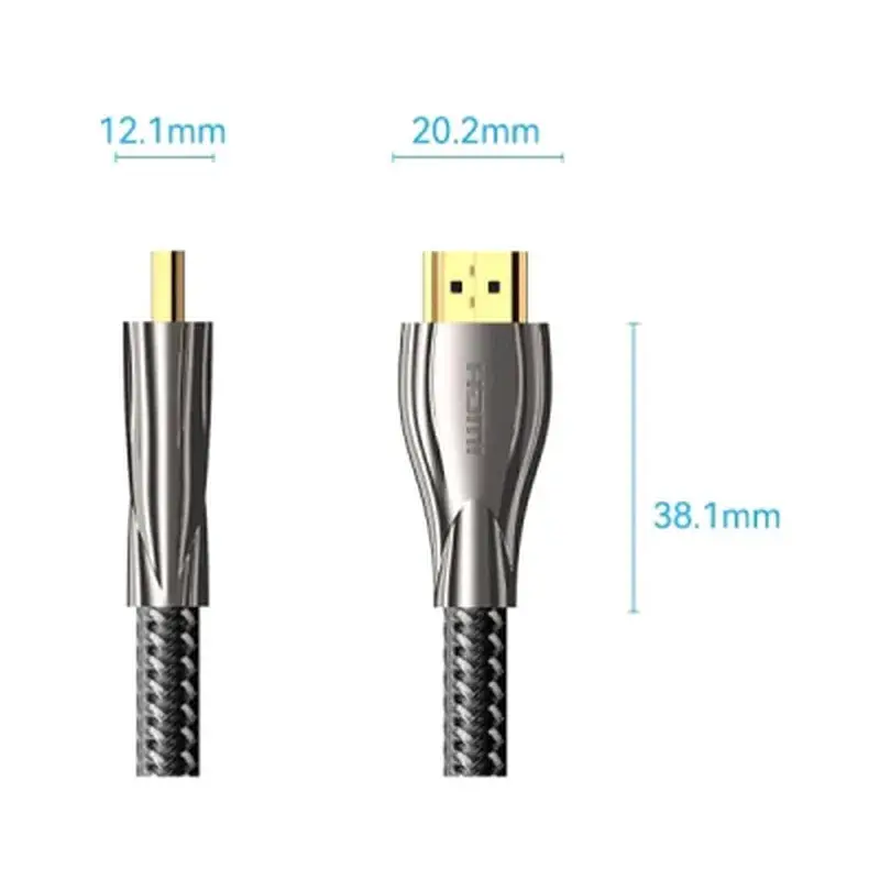 Кабель мультимедійний HDMI M to HDMI M 2.0m V2.0 4K60Hz braided zinc alloy black Vention (ALMBH) - фото 2