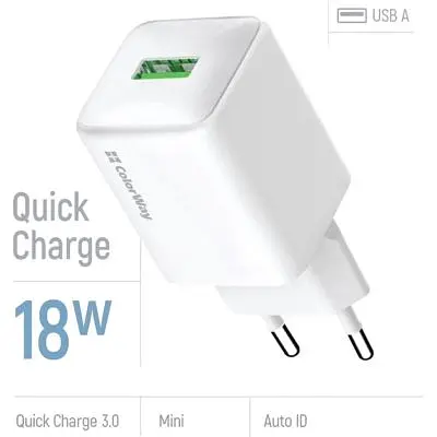 Зарядний пристрій ColorWay USB QC3.0 18W white (CW-CHS063Q-WT) - фото 6