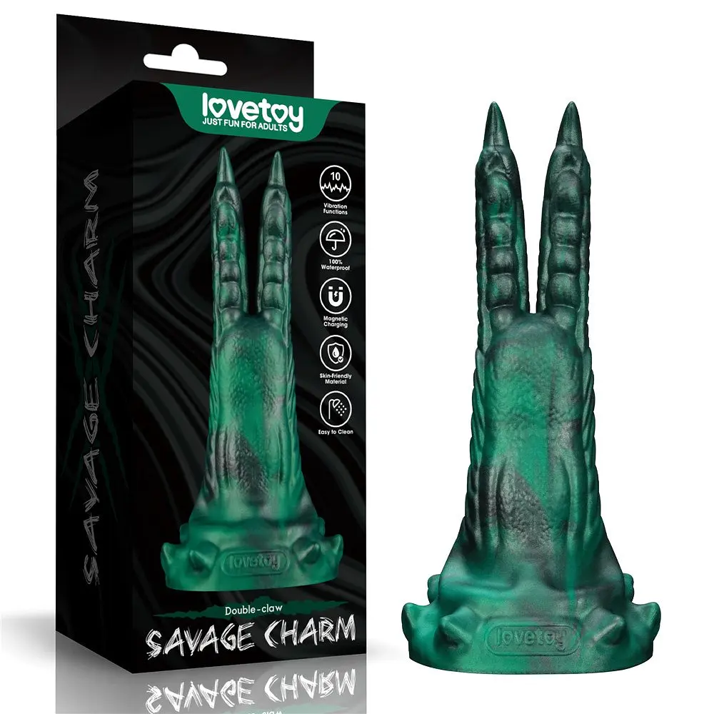 Вібратор Lovetoy Double-Claw Savage Charm 19.4 см зелений - фото 13