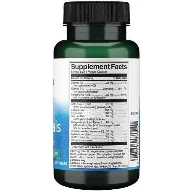 Комплекс для мозку та пам'яті Swanson Brain Essentials 60 вегетаріанських капсул (100-65-7638997-20) - фото 2