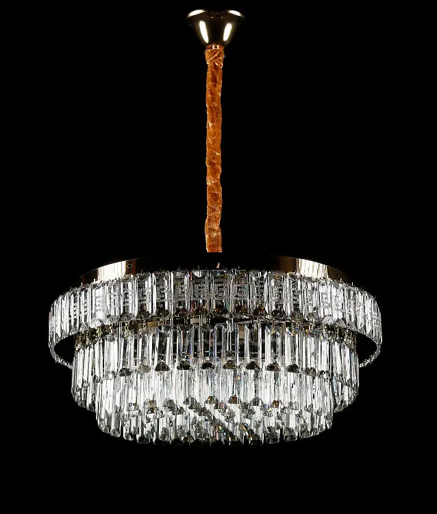 Велика золота кришталева світлодіодна люстра Splendid Ray L2211/600/8+LED (SGD), 60 см на 8 ламп з дистанційним керуванням - фото 2