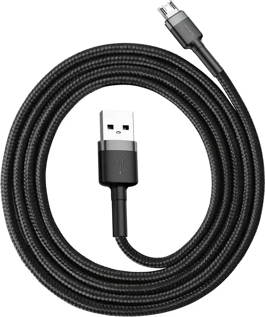 Кабель Baseus Cafule USB for MicroUSB 2.4A 1m grey black (CAMKLF-BG1) - фото 2