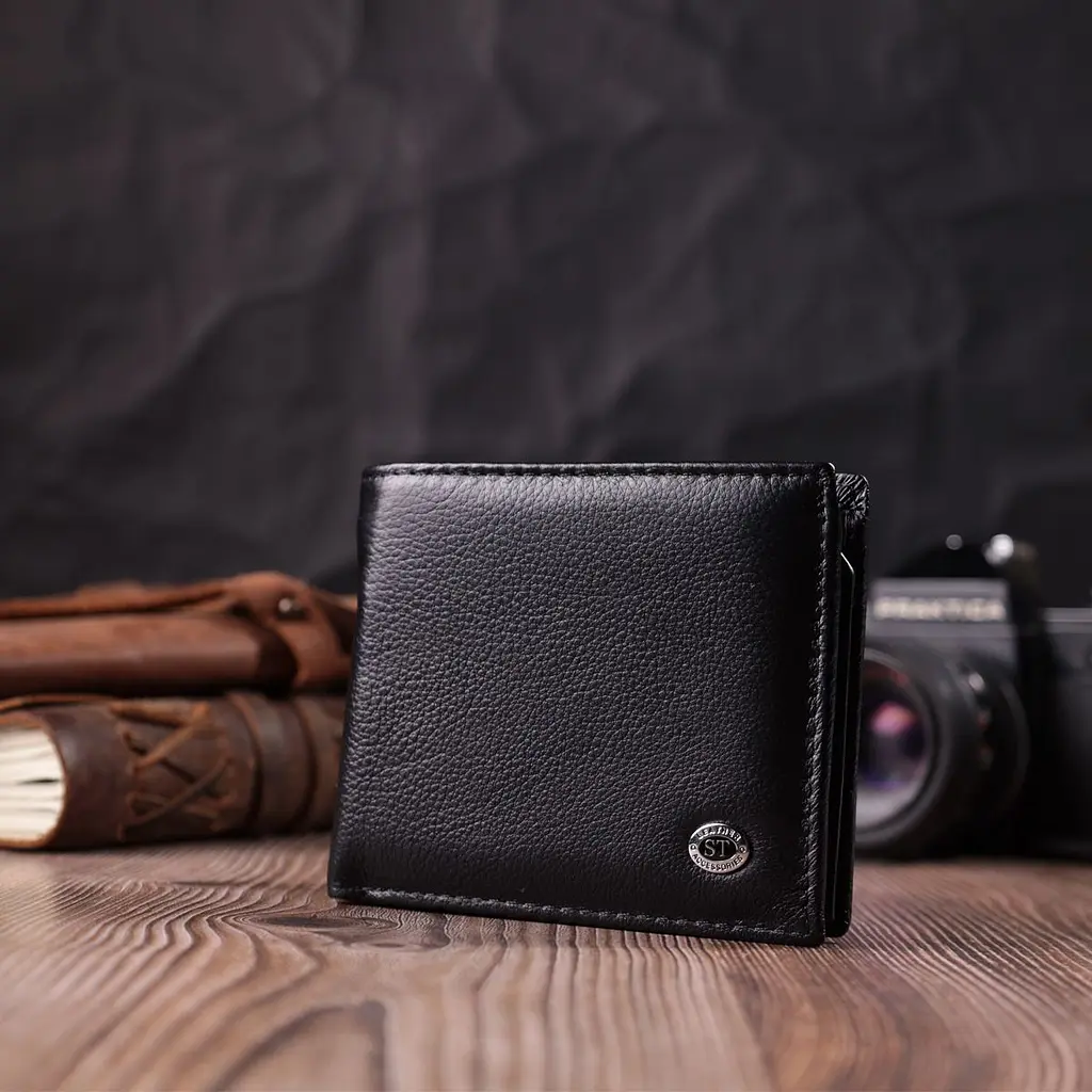 Стильний чоловічий гаманець із натуральної шкіри ST Leather 22457 чорний - фото 8