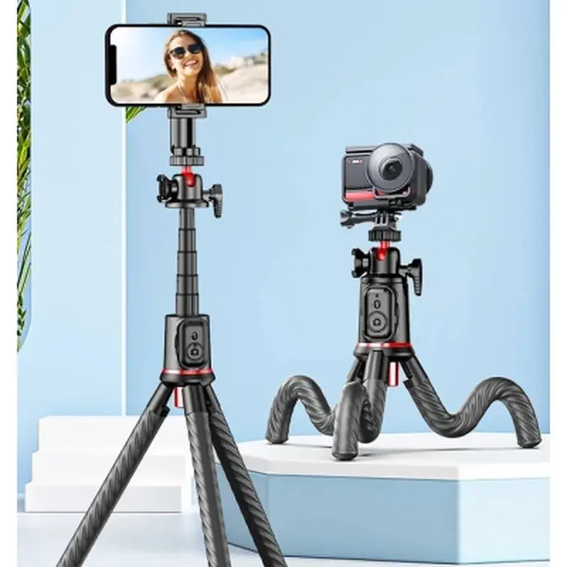 Штатив RTAKO C03 Octopus Extendable Tripod Selfie Stick (with Detachable Phone Holder) Black (6942063212416) - фото 8