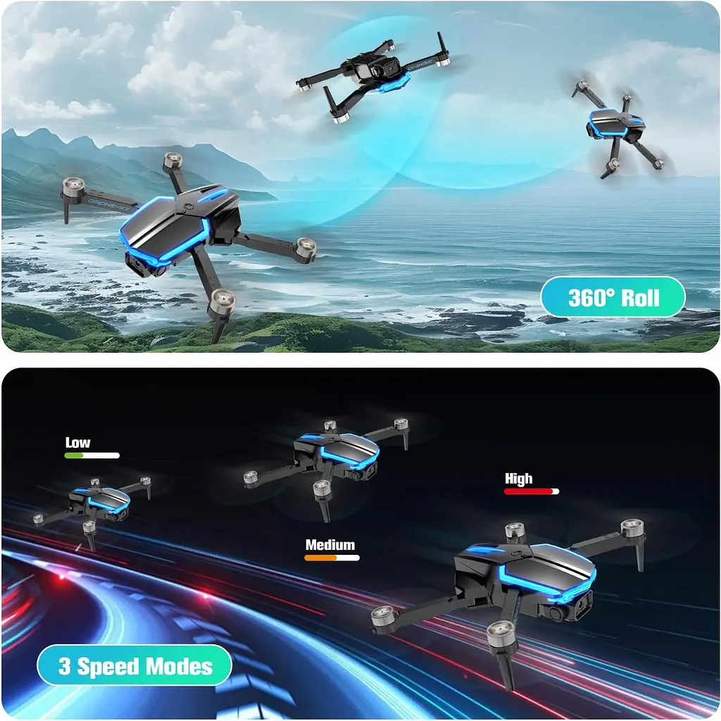 Дрон із камерою 4K для дітей і дорослих, безщітковий двигун RC Quadcopter для початківців, 36 хвилин польоту/запуск одним ключем - фото 5