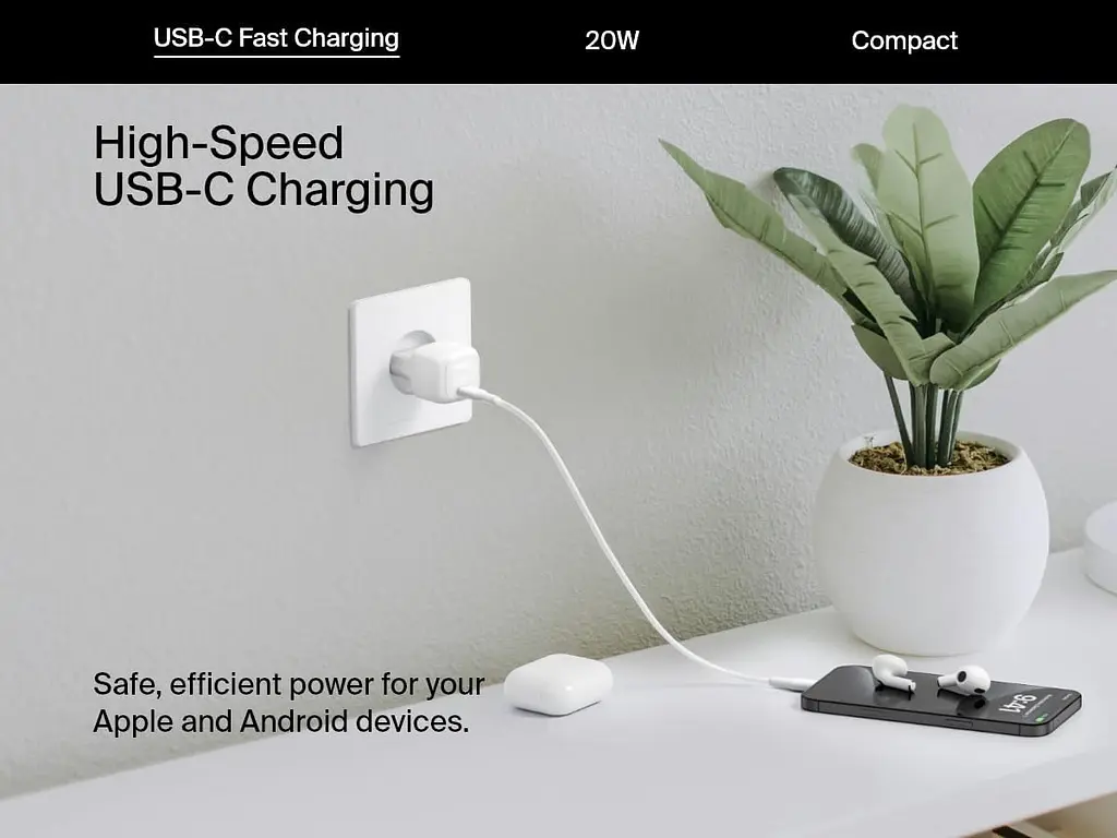 Мережевий зарядний пристрій Belkin 20 W USB-C PD PPS White - фото 6