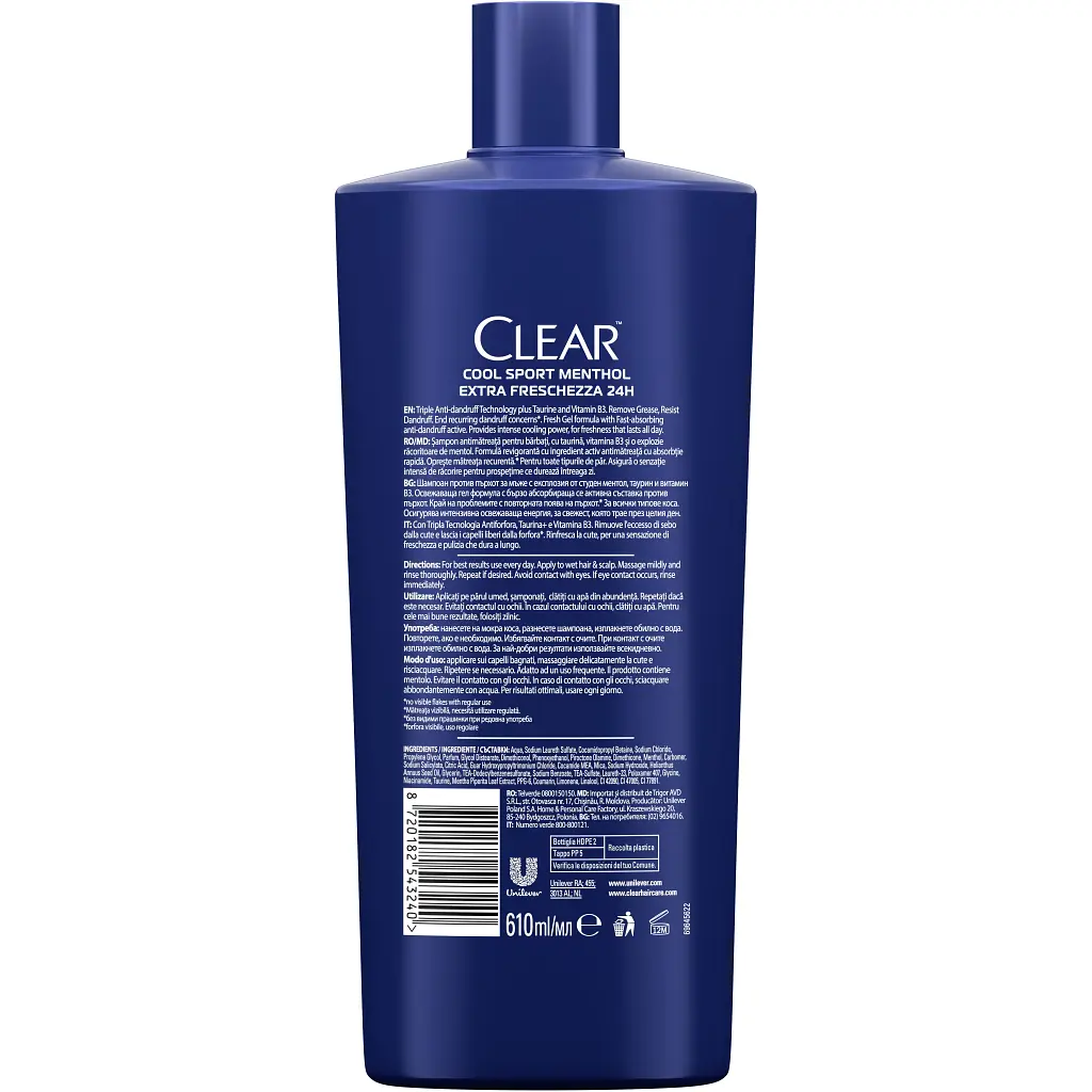 Шампунь для чоловіків Clear Крижана свіжість з ментолом проти лупи 610 мл - фото 2