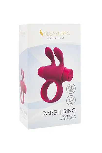 Ерекційне віброкільце S Pleasures Premium Rabbit Ring рожеве, зі знімною віброкулею та вушками - фото 2