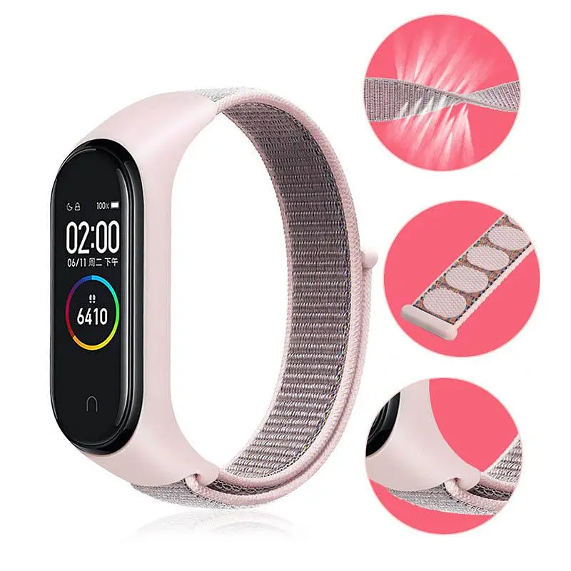Ремінець Nylon New для Xiaomi Mi Band 3/4/5/6/7 Pink Sand - фото 2