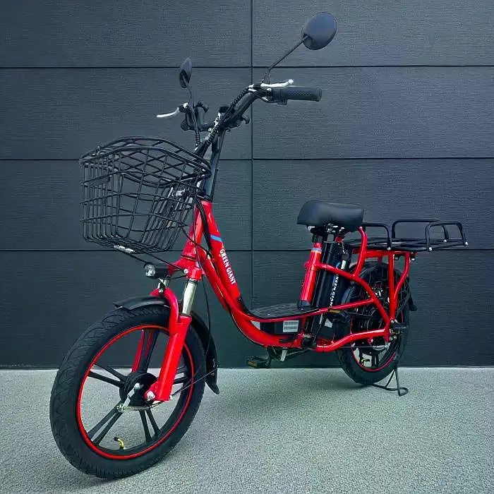 Электровелосипед Green Giant U18" 600W 48V 26Ah + грузовой усиленный багажник красный - фото 2
