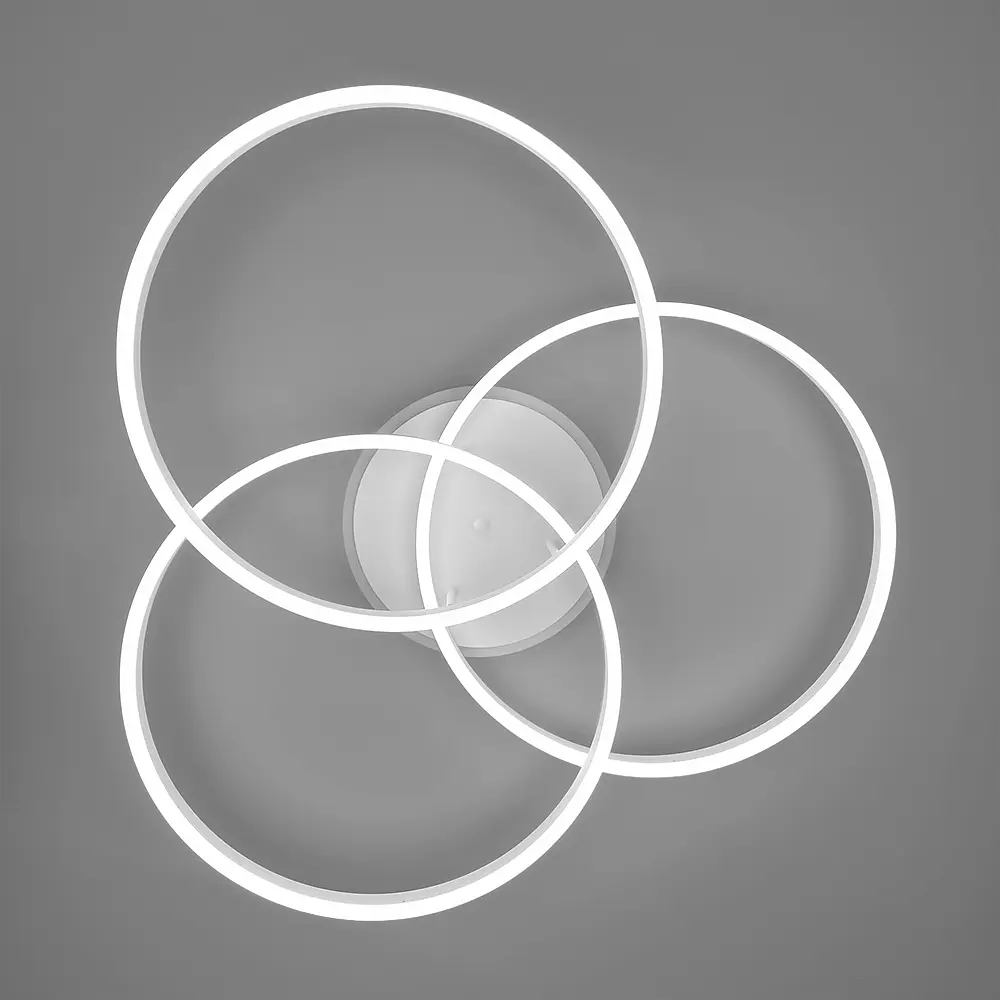 Светодиодная белая люстра на 3 кольца 77х80 см с пультом и RGB подсветкой Line F | Ст. A55067/3A RGB WT - фото 2