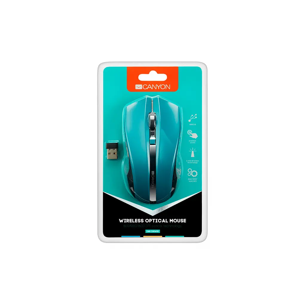 Мишка Canyon MW-5 Wireless Green-Black (CNE-CMSW05G) - фото 4