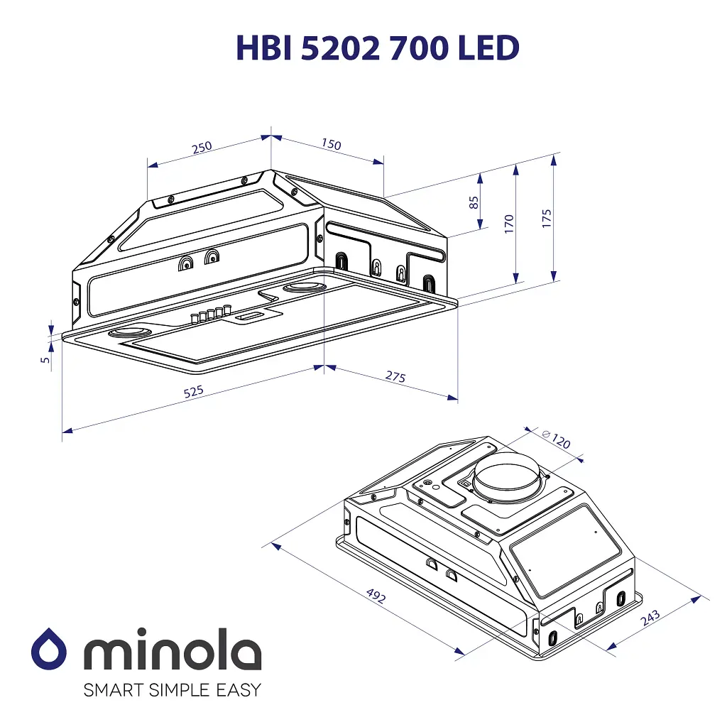 Вытяжка полновстраиваемая Minola HBI 5202 I 700 LED - фото 10