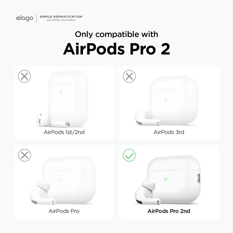 Чохол Elago Silicone Hang Case Nightglow Blue для AirPods Pro 2nd Gen білий (EAPP2SC-ORHA-LUBL) - фото 3