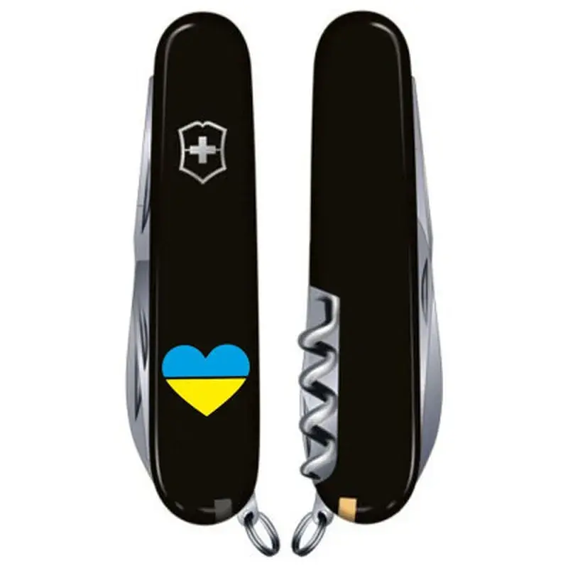 Ніж Victorinox Huntsman Ukraine 91 мм Чорний Серце синьо-жовте (1.3713.3_T1090u) - фото 3