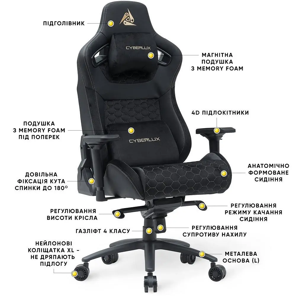 Геймерське крісло Mealux Cyberlux Apollo Black (GM-404 B)  - фото 6