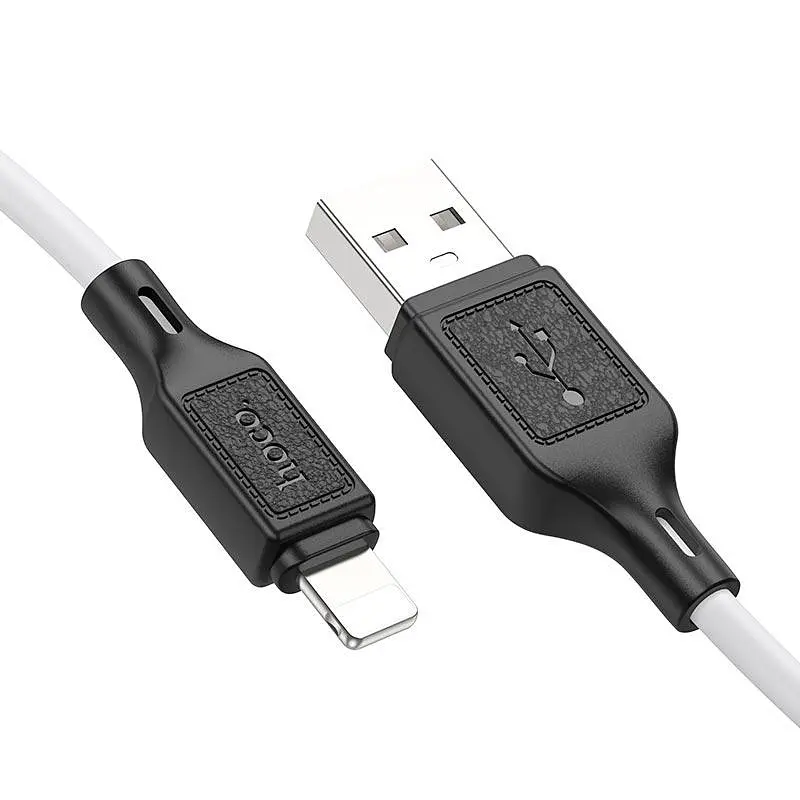 Кабель USB — Lightning силиконовый Hoco Cool silicone cable X90 1 метр белый - фото 4