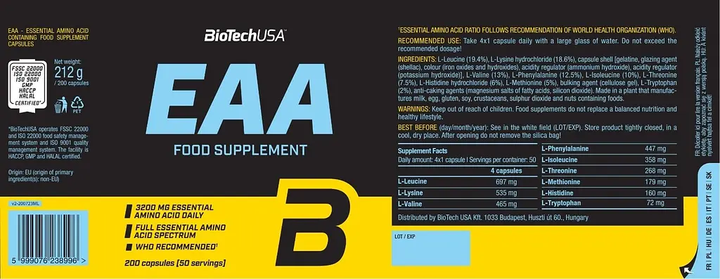 Амінокислоти BiotechUSA EAA 200 капсул - фото 2
