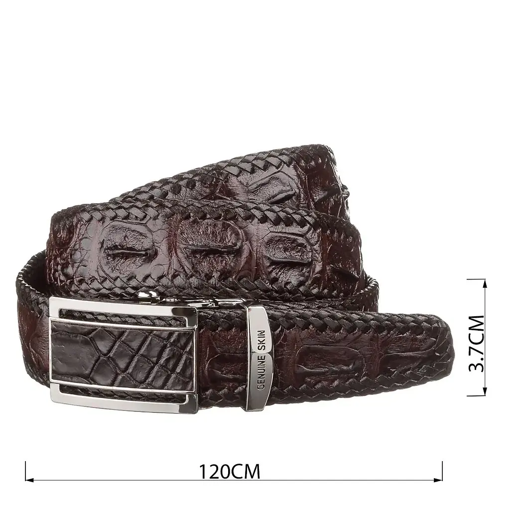 Ремінь-автомат з натуральної шкіри крокодила коричневий CROCODILE LEATHER 18171 120 см - фото 4
