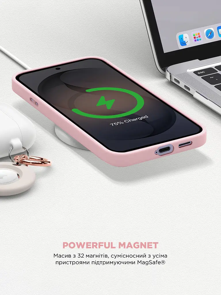 Силиконовый чехол с MagSafe для Samsung Galaxy S25 Edge 5G, ICON2 MagCase, розовый, противоударный, панель с мягкой подкладкой, защита всего корпуса, поддержка беспроводной зарядки, совместим с защитными стеклами и пленками, ArmorStandart (ARM88093) - фото 8