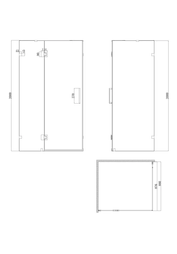Бічна стінка для кабіни Koer SR SW04-90x200-TR-07 прозоре скло Easy Clean 10 мм, graphite KR5391, прозоре, графіт - фото 6