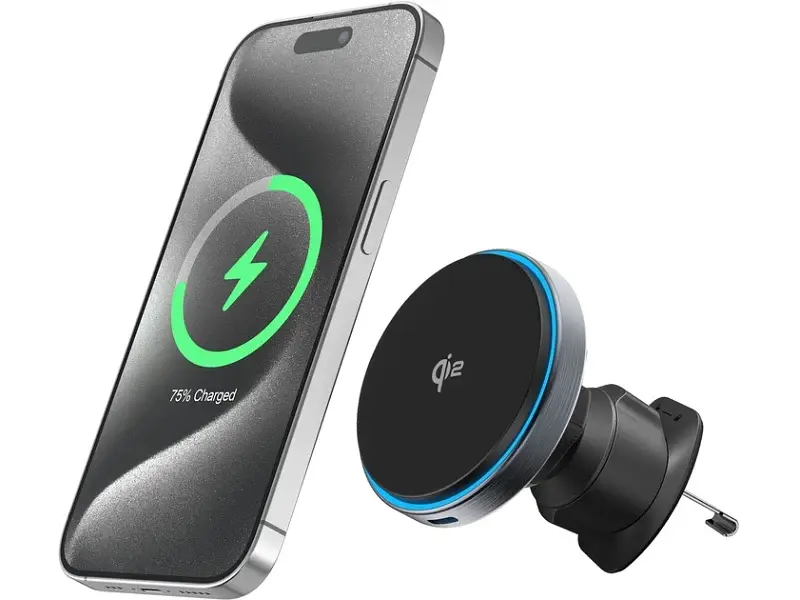 Автомобільний тримач для смартфона Proove Titanium Circle Qi2 15W Gray (WHTC15010003) - фото 2