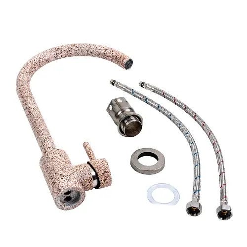 Змішувач кухонний Platinum 56 B NESP (3008 А) поворотний одноважільний з нержавіючої сталі карамель - фото 2