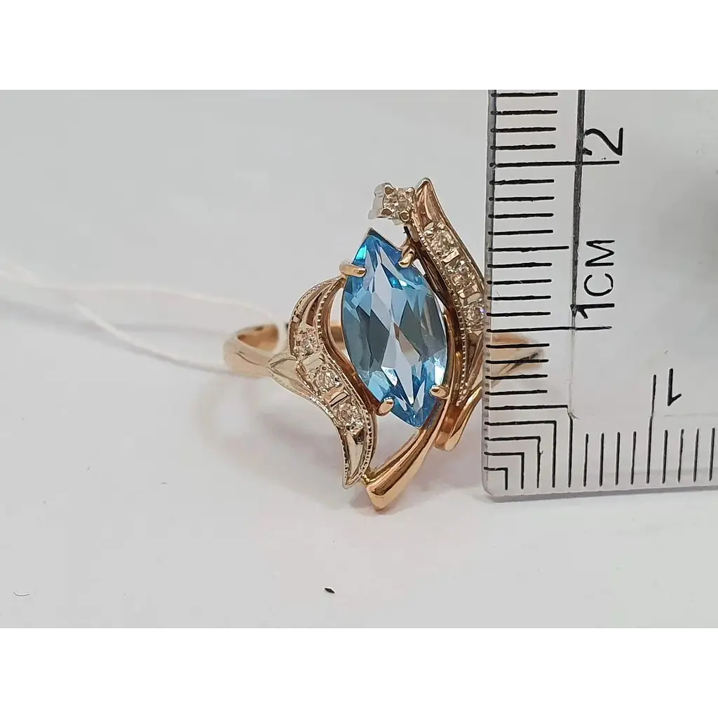 Золоте кільце Гаразд з діамантами і топазом. 3022188 19 - фото 5