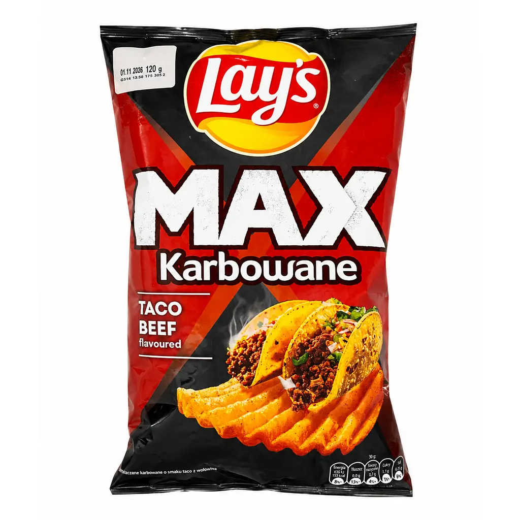 Чіпси Lay’s MAX Karbowane Taco Beef зі смаком тако з яловичиною 120 г
