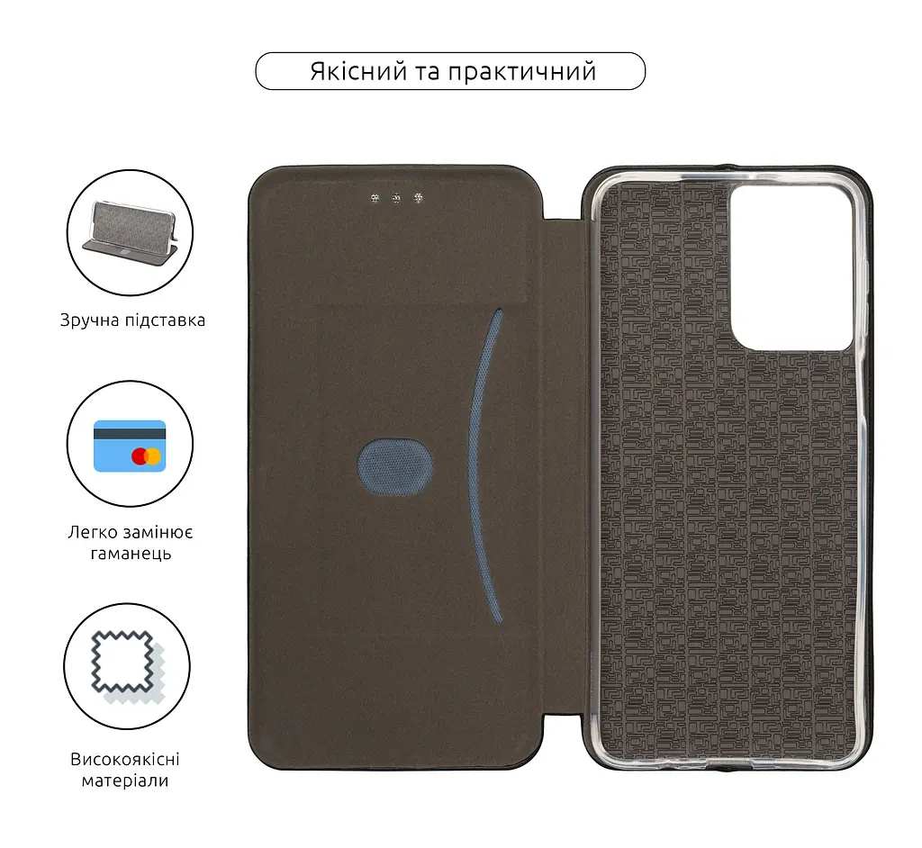 Чехол-книжка для Motorola G55 5G, G-Case, черный, кожаный чехол-книга из экокожи (PU) и TPU, с магнитом, с подставкой и вместительным кардхолдером, противоударный, защита всего корпуса, ArmorStandart (ARM81222) - фото 3