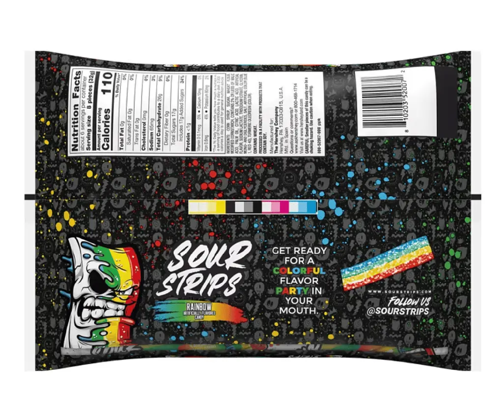 Жувальні цукерки Sour Strips Rainbow Halloween Candy 48шт, 192г - фото 2