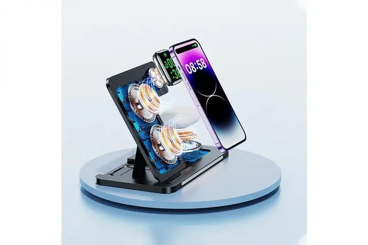 Зарядний пристрій бездротовий — док-станція Remax Minxl Pro Series 22 W 3-in-1 Foldable RP-W70 чорна - фото 2