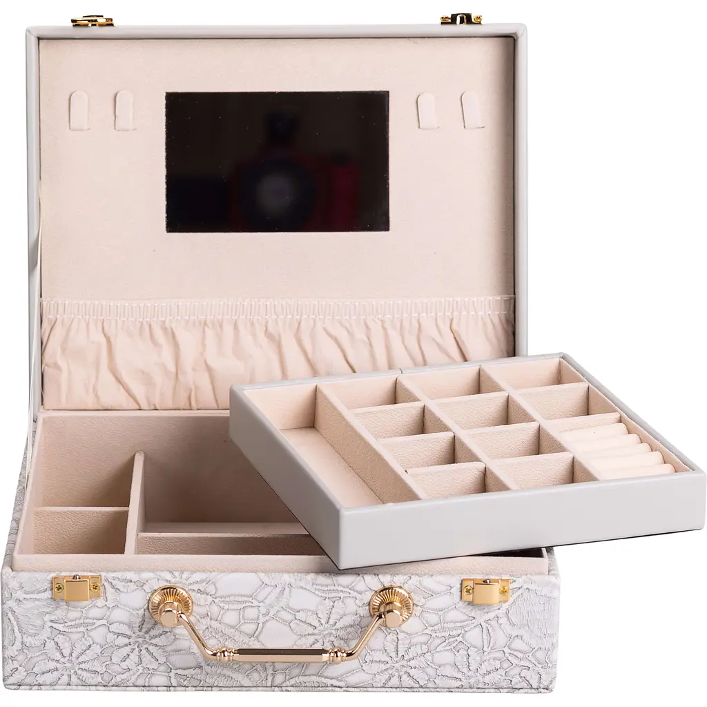 Кейс-органайзер для украшений Yiwu с накидными замками 24х18.5х8.5 см серый HP-5-15G - фото 2