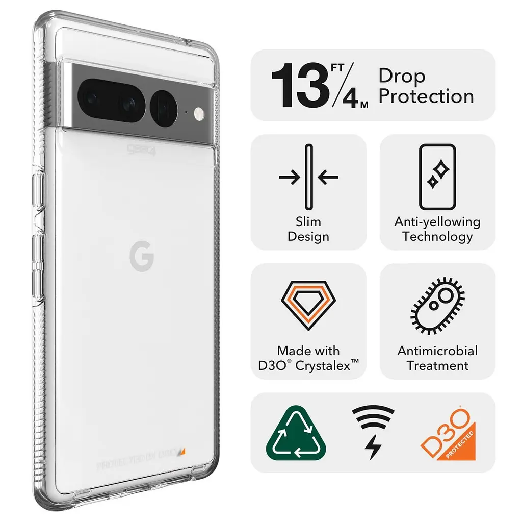 Оригінальний протиударний чохол для Google Pixel 7 Pro GEAR4 Crystal Palace прозорий з антимікробним покриттям - фото 8