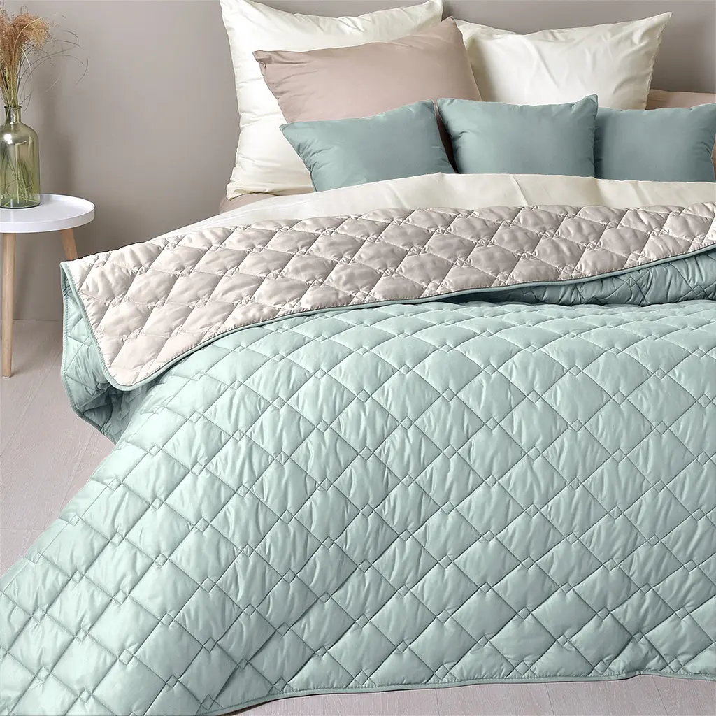 Двостороннє покривало Ideia Стиль Cube м'ята та світло-сірий 240 х 210 см (8-32405) - фото 9