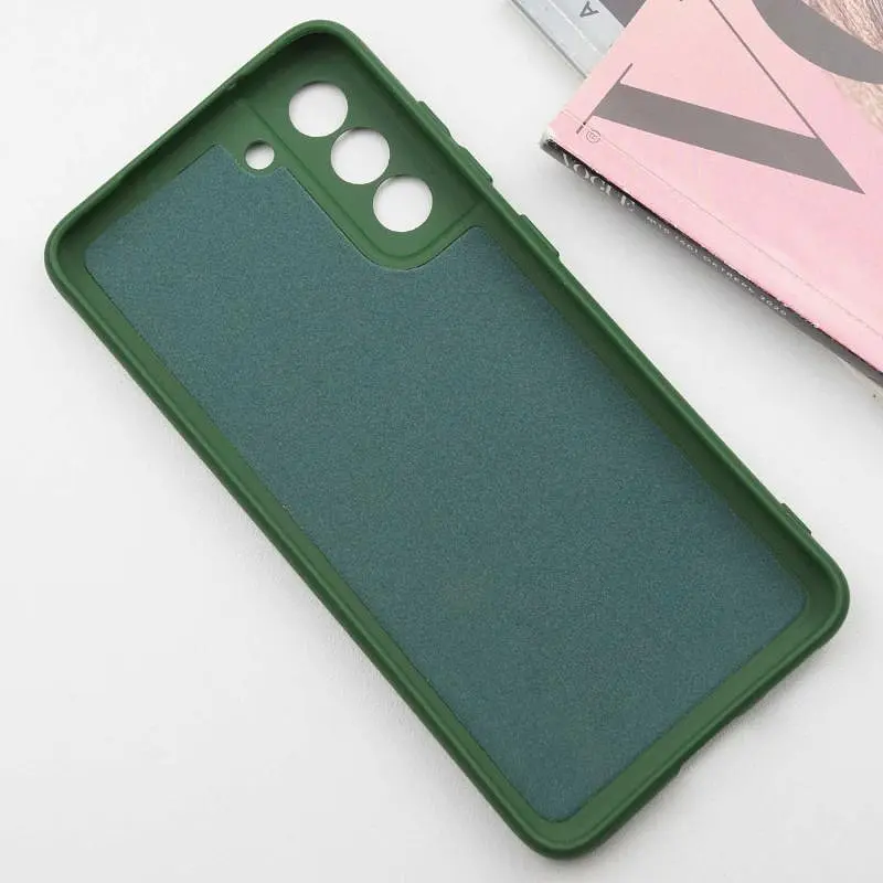 Чехол TPU Getman Liquid Silk Full Camera для Samsung Galaxy S21 Зеленый / Dark green - фото 3