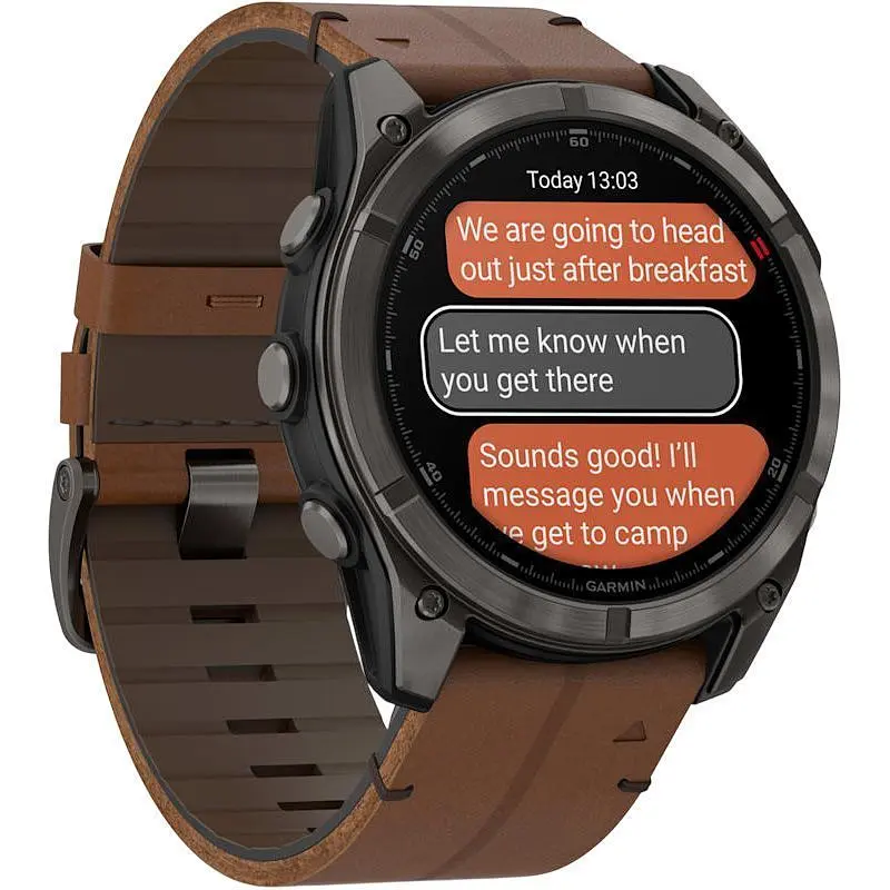 Смарт-часы Garmin Fenix 8 Pro AMOLED Sapphire 51 мм Carbon Gray DLC Titanium with Chestnut Leather Band 010-03199-40 [145033] - фото 3